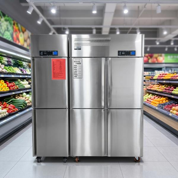 Upright stainless steel freezer
